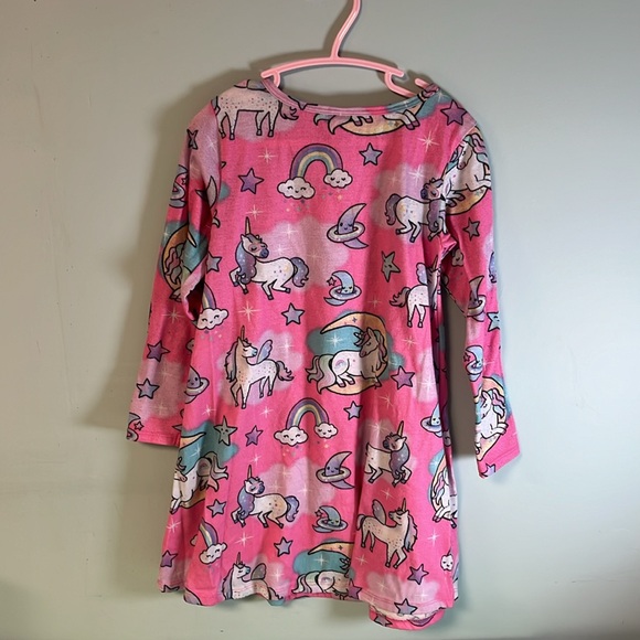 Children’s Place Pink Long Sleeve Nightgown with Stars & Unicorns, Girl size 5/6 - Picture 4 of 5